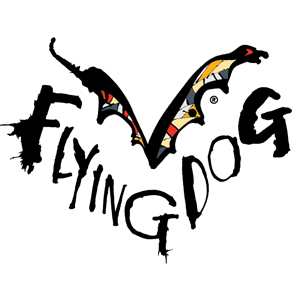 Flying Dog logo with a stylized bat icon above the company name written in a jagged, black font.