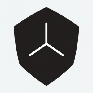 A black shield icon containing a white three-pointed star shape.